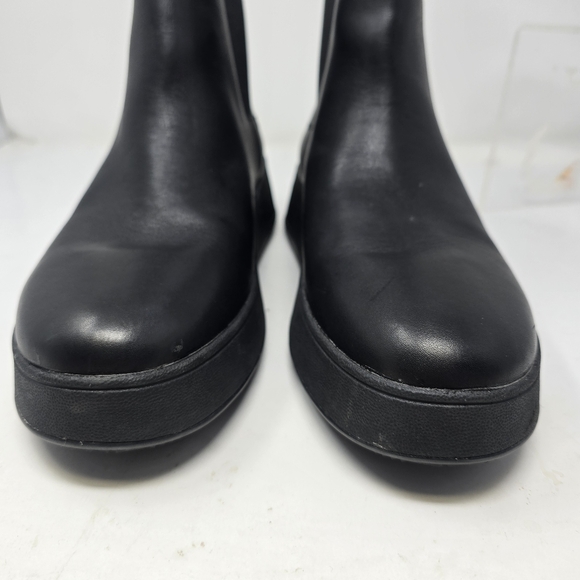 Fitflop Womens Size 9 Black F Mode Chelsea Leather Pull On Ankle Boots Flatform - Picture 2 of 13